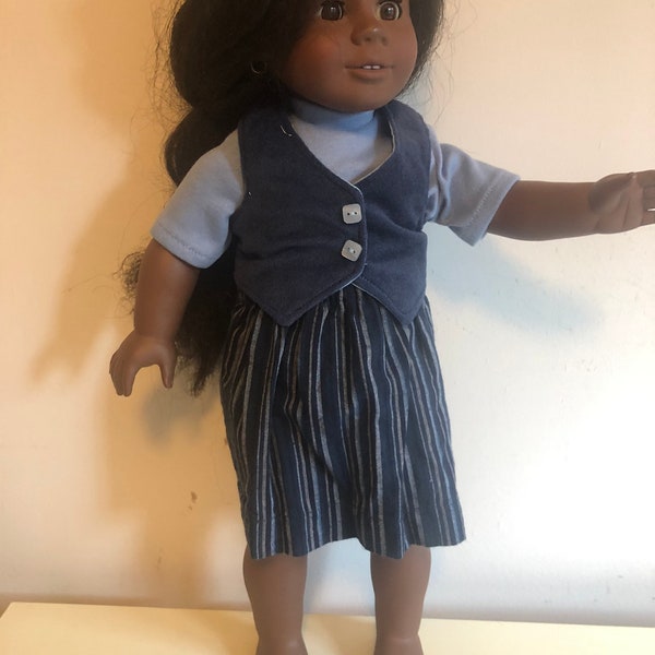 3 piece outfit with skirt, vest, and top for 18 inch doll such as American Girl (handmade)