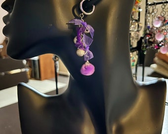 Earrings, maxi earrings, dangling earrings, lilac earrings, unique piece, woman