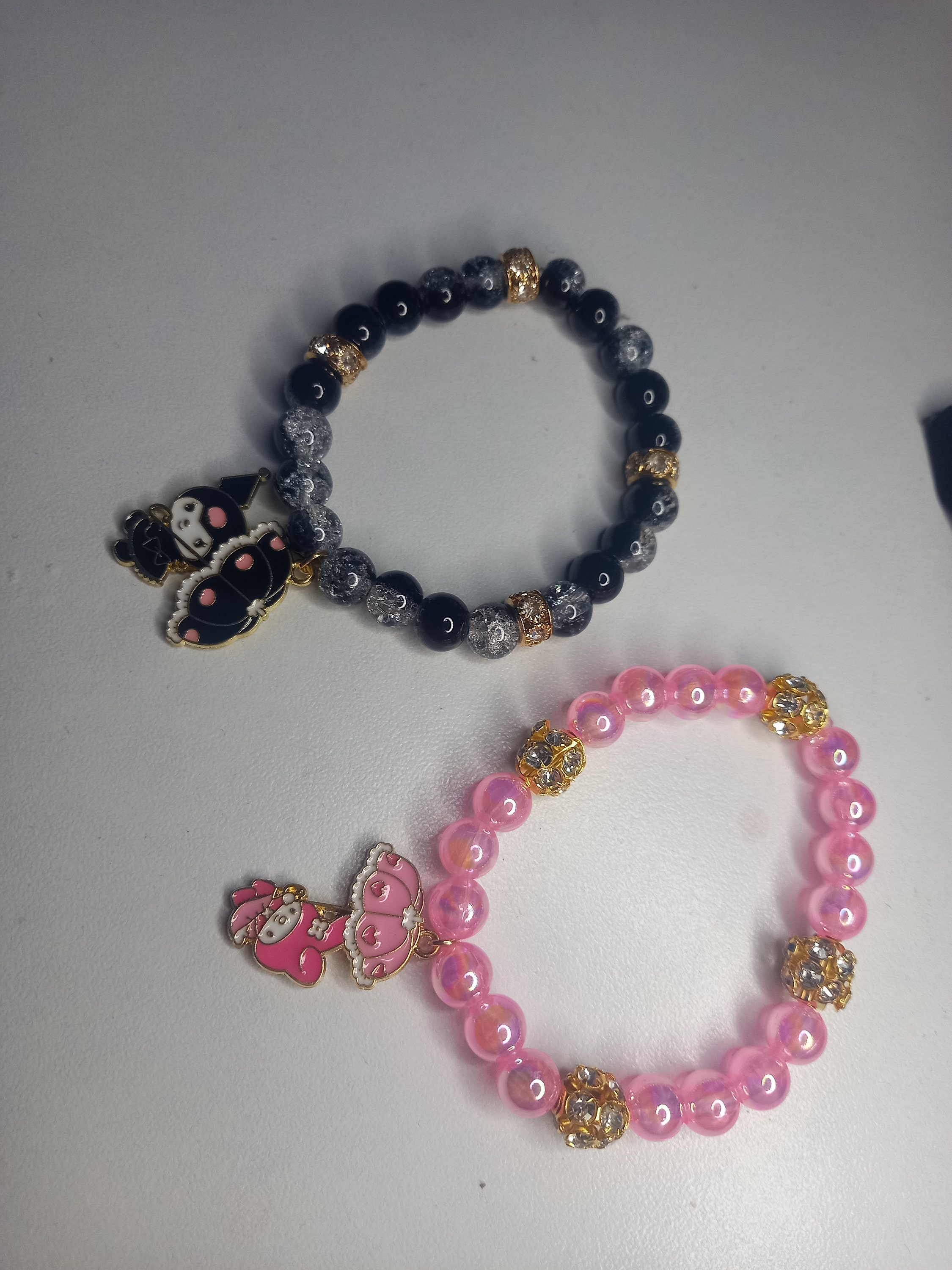 Sanrio Hello Kitty Love Bell Pendant Bracelet Female Handmade Beaded  Girlfriend Bracelet Gift Student Jewelry Accessories