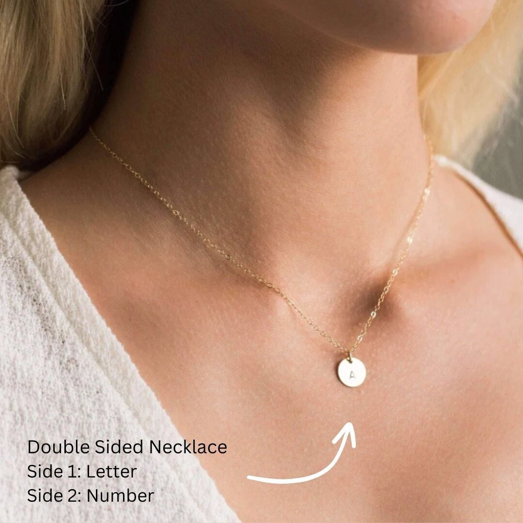 Two Sides Initial Necklace Gold Letter Necklace Silver