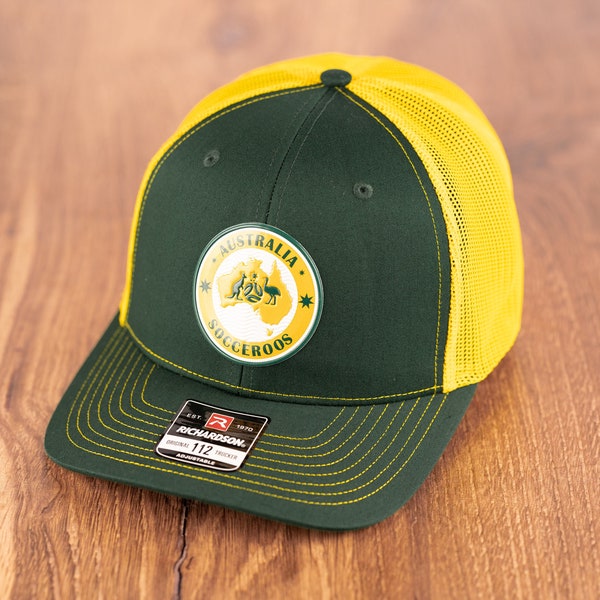 Australia Socceroos Trucker Hat National Football Team Emblem World Cup Soccer Sports Richardson Cap Mesh Back Adjustable