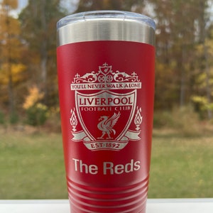 Liverpool FC Reds Laser Engraved 20 oz Polar Camel Stainless Steel Double-Walled Tumbler Football Fan Soccer Fan Gift EPL Sports Fan Gift