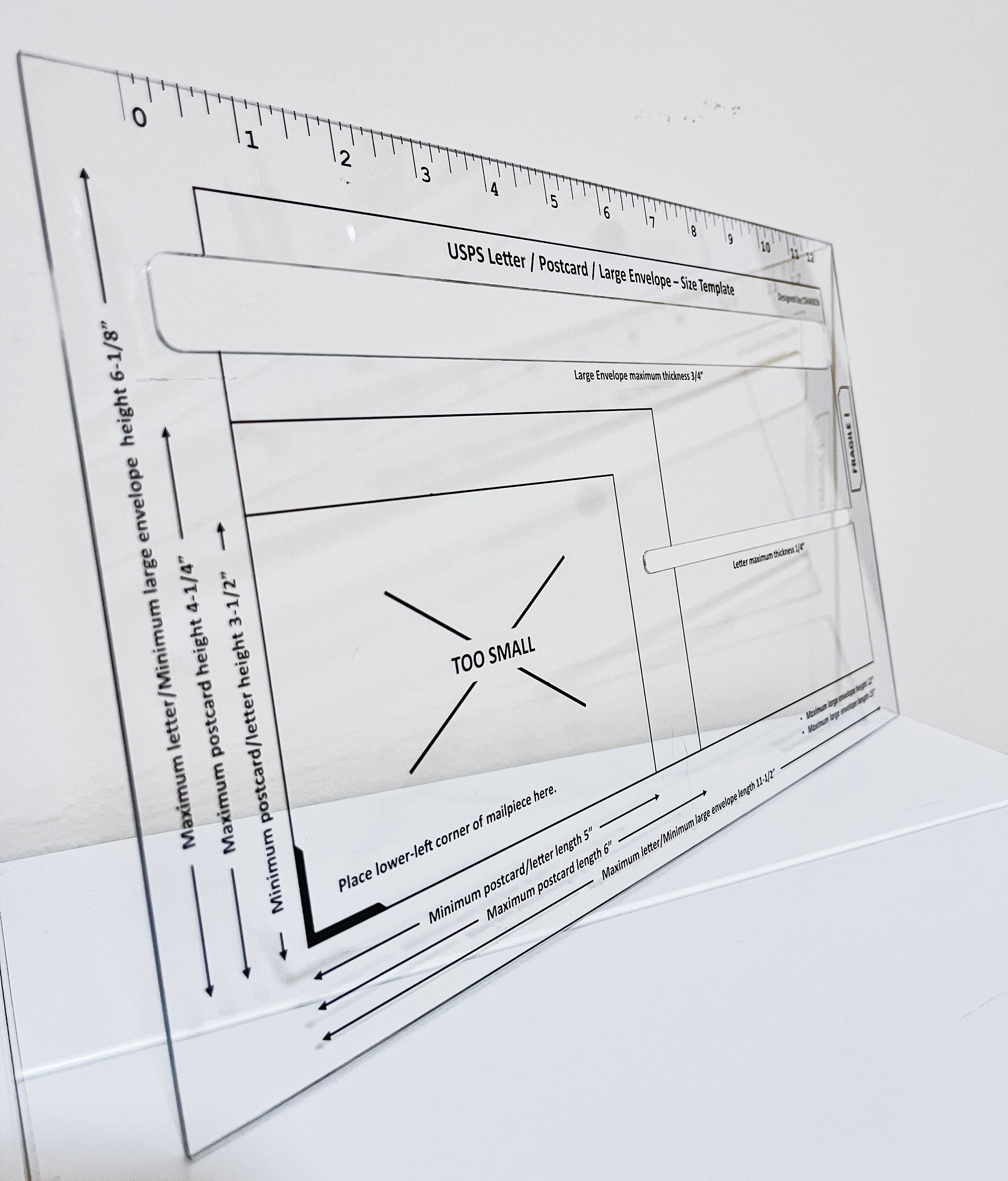 USPS First Class Template Size Guide Ruler Measuring Tool Postal Slot Gauge Large Envelope