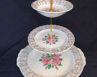 3 Tier Serving Display 22kt China three tier Dessert display