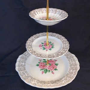 3 Tier Serving Display 22kt China three tier Dessert display