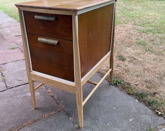 Upcycled oak & steel filing cabinet with reclaimed oak work surface. (Free local delivery)