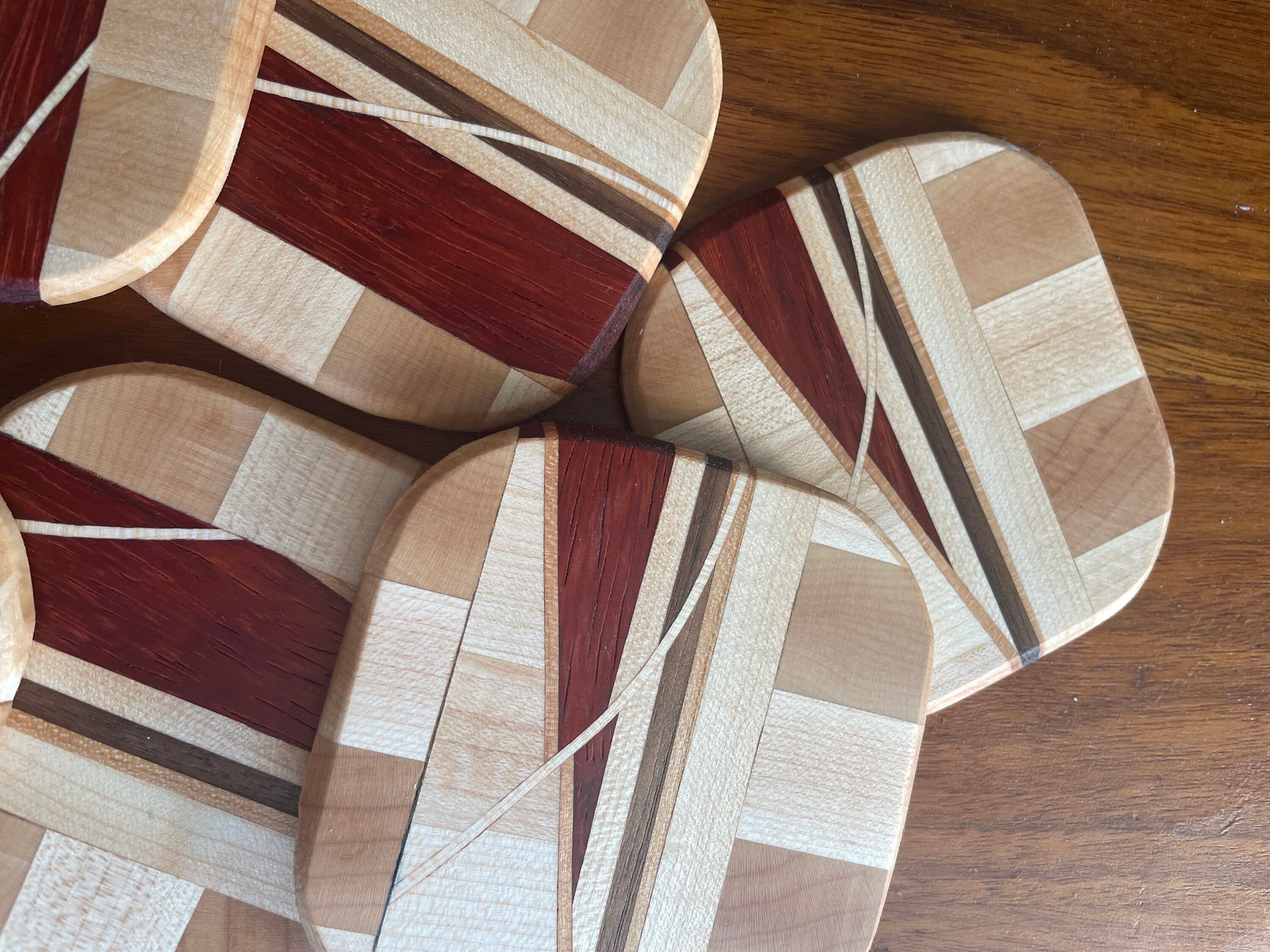 Hardwood Drink Coasters, Unique Wood Inlay Design - Etsy