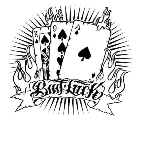 Bad Luck SVG...... Great for Wall Art, sublimation, t-shirt design, cut file, svg, digital transfer, Rockabilly, Chicano