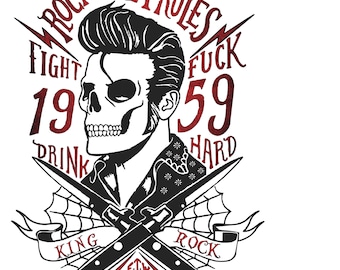 Rockabilly Rules can be used as a cut file or for sublimation print. It will work for wall art, t-shirts, tumblers, and more.