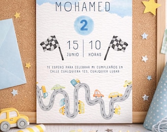 Editable Car Birthday Invitation Template | Race Car Party Invitation | Boy Birthday Invitation | Canva Template | Instant Download or Custom Edit