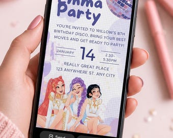 Birthday Invitation | Cute Girls Party Invitation | Canva Template | Instant Download | Kids Party Invitation | Kpop | Warriors