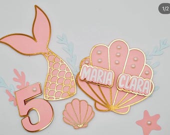 Mermaid Cake Topper Personalized Name – Under the Sea Birthday Decor