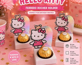 Hello Kitty Party Favor with Ferrero Rocher Holder | Handmade Chocolate Treat Box | Hello Kitty Birthda| Personalized Party Favor