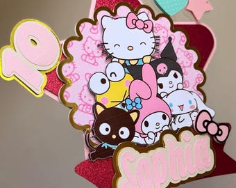 Hello Kitty Cake Topper Personalized – Custom Name & Age – Sanrio Birthday Decoration for Girls Party