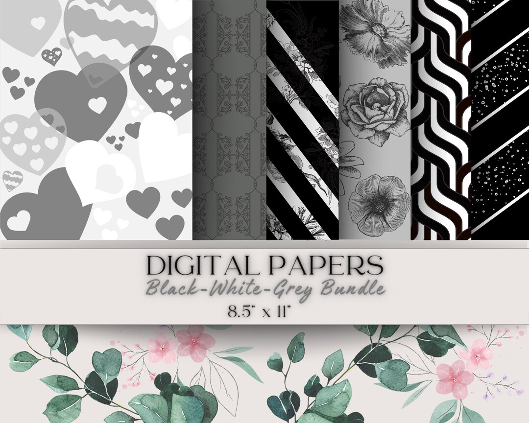 Grey Pattern Digital Paper Black White and Grey Patterns | Digital Paper | Printable | Digital ...