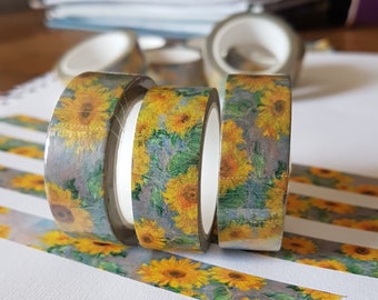 Claude Monet Bouquet of Sunflowers Washi Tape | art floral bullet journal scrapbook craft supplies 15mm x 10m masking tape