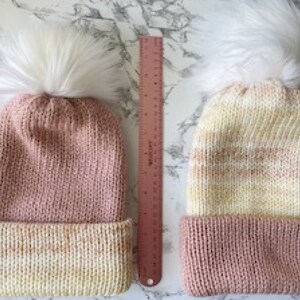Mauve &quot;TikTok Inspired&quot; Beanie with Removable Pom Pom. Adult Size. FREE Shipping