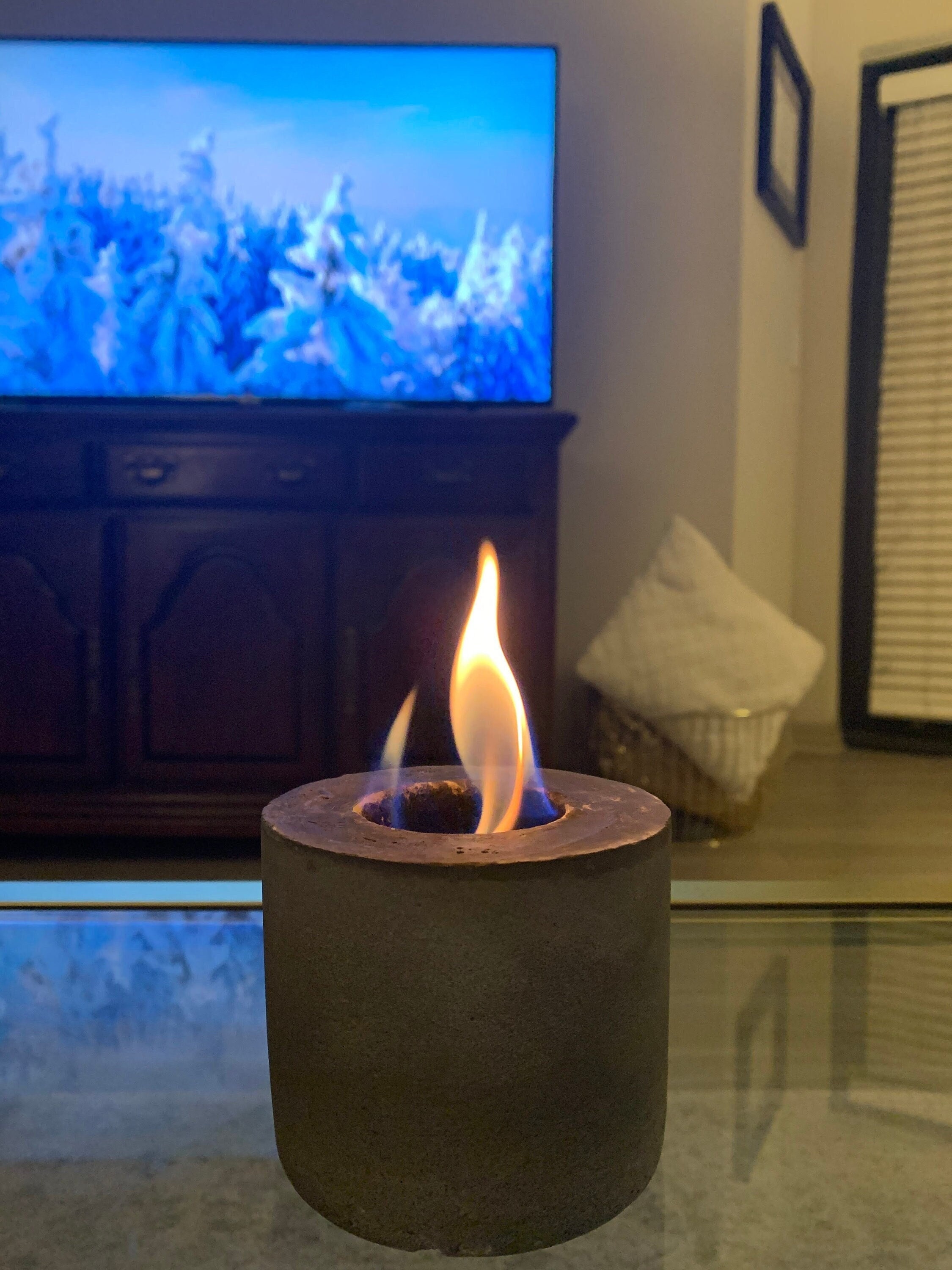 Mini Concrete Tabletop Fire Pit Indoor/outdoor Clean Etsy