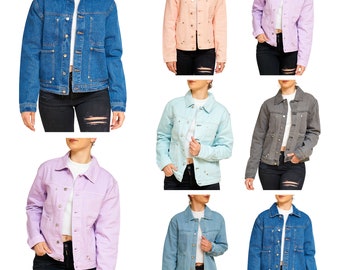 Chaquetas de mezclilla para mujer, corte regular, lavado a la piedra pesada, pantalones vaqueros para mujer, parte superior de manga larga, prendas de vestir casuales de verano y primavera para niñas