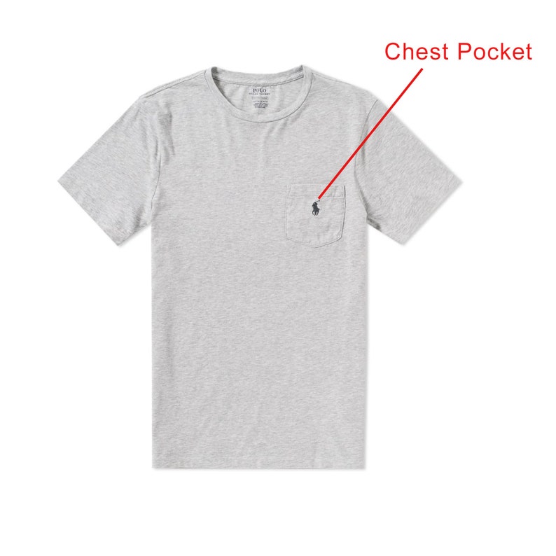 T-shirt ras du cou pour hommes Ralph Lauren, t-shirts d'été coupe ajustée à manches courtes personnalisés S-2XL Heather Grey- Pocket