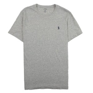 Ralph Lauren Camiseta de cuello redondo para hombre, camisetas de verano de manga corta ajustadas personalizadas S-2XL Heather Grey