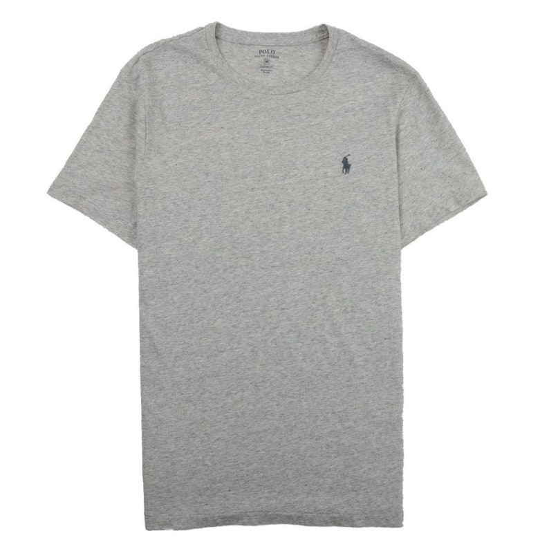 Ralph Lauren Mens Crew Neck T-Shirt, Custom Slim Fit Short Sleeve Summer Tee Tops S-2XL Heather Grey