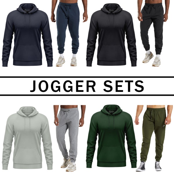 Mens Tracksuit Set Pullover Hoodie Fleece Top with Jogging Joggers Bottoms Sweatpant for Gym Casual Running Sport