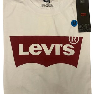 Camiseta vintage de manga larga Levi's para hombre con logo gráfico de ala de murciélago Camiseta clásica con cuello redondo y ajuste regular White