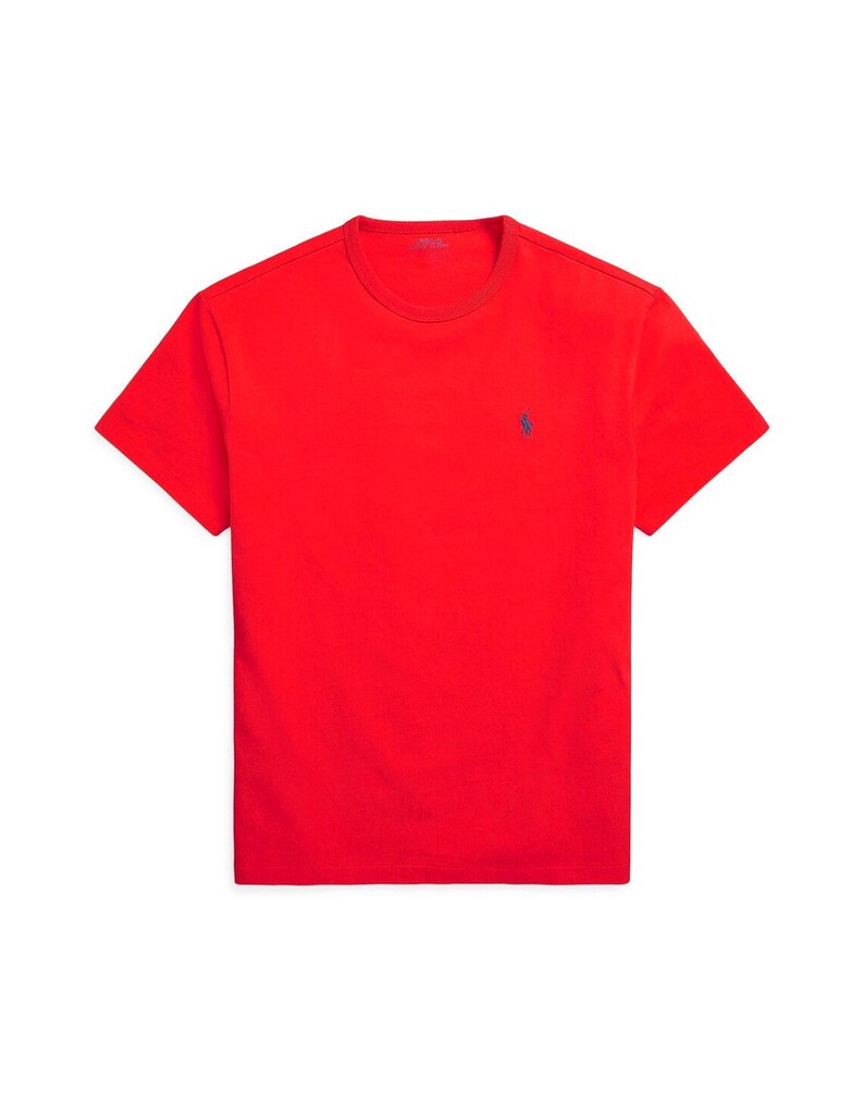 Ralph Lauren Mens Crew Neck T-Shirt, Custom Slim Fit Short Sleeve Summer Tee Tops S-2XL Red