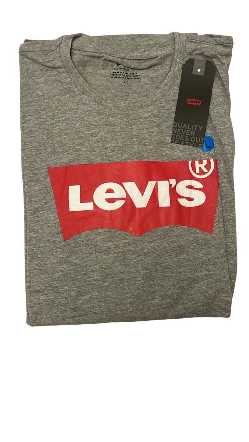 Camiseta vintage de manga larga Levi's para hombre con logo gráfico de ala de murciélago Camiseta clásica con cuello redondo y ajuste regular Grey