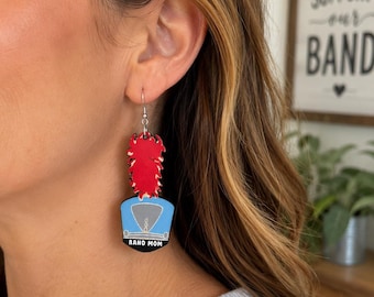Band Mom Shako Earrings, Marching Band Jewelry, School Spirit Earrings, Band Season Gift, Custom Color Band Earrings