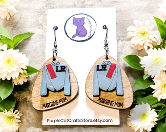 Custom Marching Band Uniform Dangle Earrings • Personalized Spirit Jewelry • Band Mom & Senior Night Gift