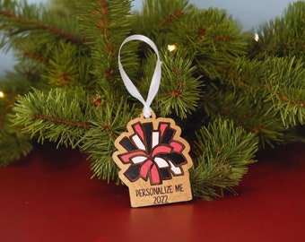Personalized Cheer Pom Pom Ornament: Laser-Cut Wood Team Spirit Keepsake