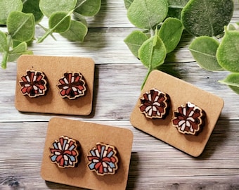 Cheer Pom Pom Stud Earrings: Hand-Painted Team Spirit Jewelry