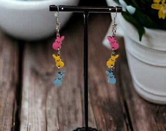Peep Easter Bunny Dangle Earrings-Easter Dangle Earrings