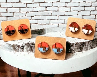 Custom School Initial Stud Earrings: Spirit Jewelry for Teachers & Moms