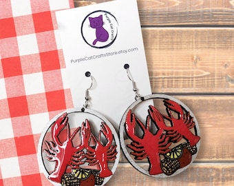 Mardi Gras Crawfish Boil Earrings — Louisiana Festival Jewelry — Carnival Parade Accessories