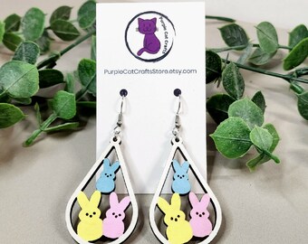 Marshmallow Bunny Dangle Earrings