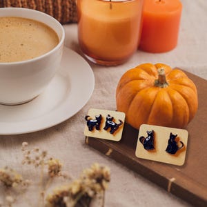 Black Cat Stud Earrings: Spooky Halloween Costume Jewelry