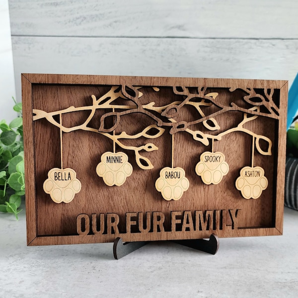 Custom Paw Print Family Tree-Personalized Paw Print Sign-Fur Family Tree