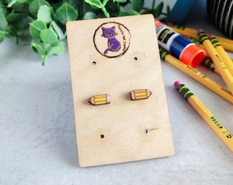 Pencil Stud Earrings: Teacher Appreciation Gift, School Spirit Jewelry