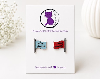 Custom Color Guard Stud Earrings | Choose Your School Colors & Letter Color | Guard Mom Jewelry