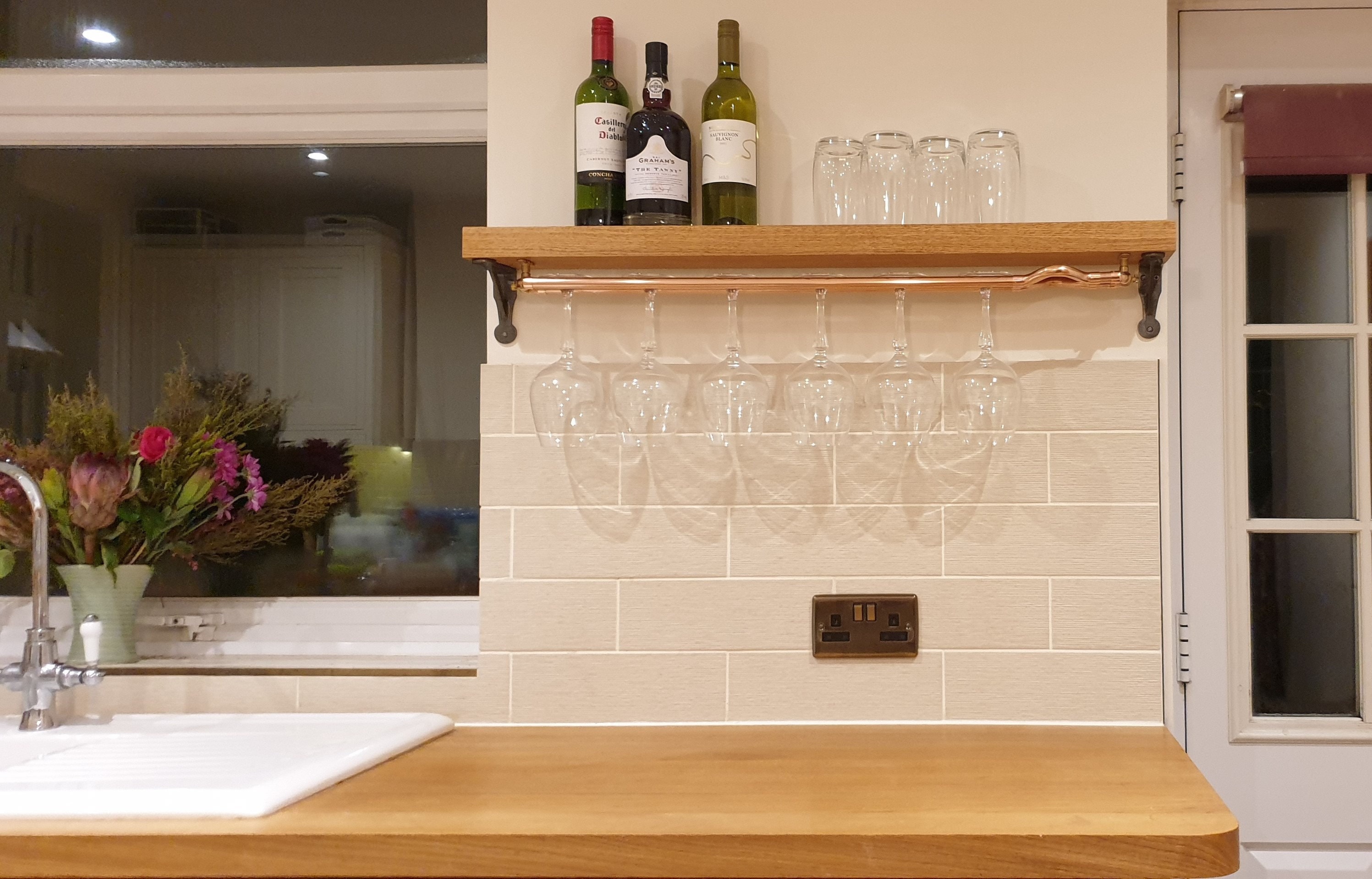 Under Cabinet Wine Glass Rack Etsy UK