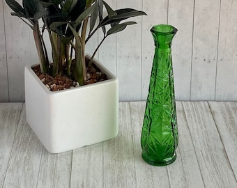 Vintage Emerald Green Glass Flower Vase Green Emerald Floral Vase Bud Vase