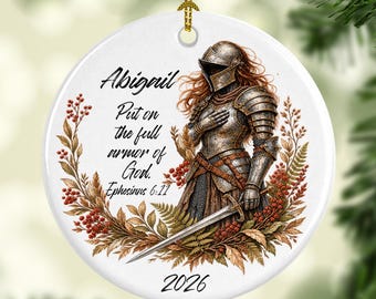 Personalized Armor of God Christmas Ornament Christian Gift for Women Ephesians 6:11 Confirmation Baptism Gift