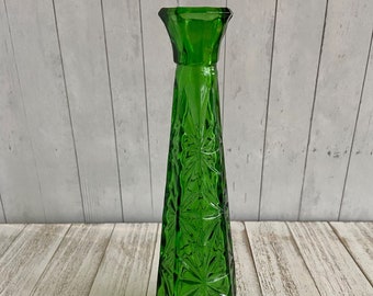 Vintage Emerald Green Glass Flower Vase Green Emerald Floral Vase Bud Vase