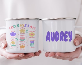 Personalized Kids Mug Custom Name Christian Gift Girls Bible Verse Baptism Gift for Daughter