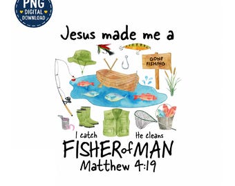 Christian Kids Tshirt PNG Fish Christian Tshirt PNG Fisher of Man Christian PNG Jesus Fishing Christian
