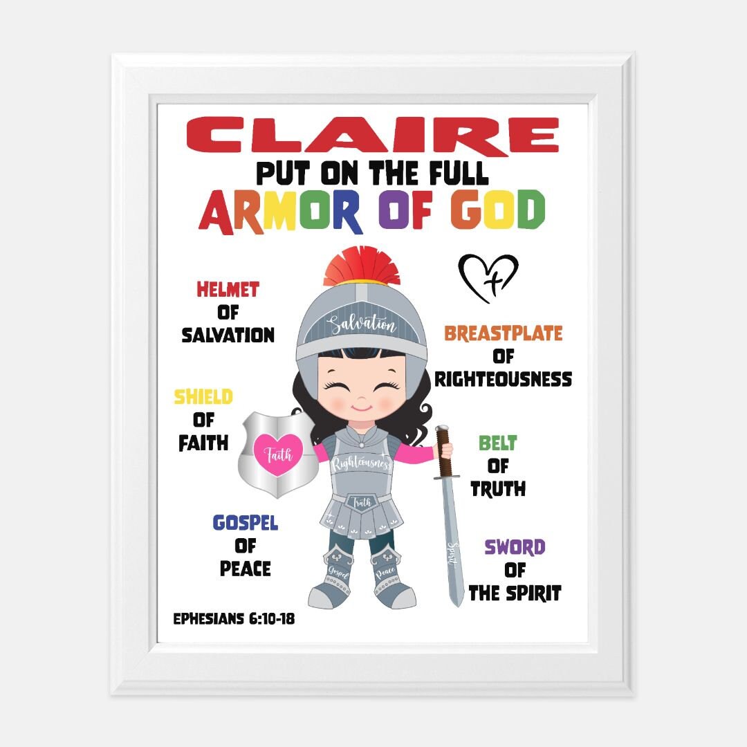 Personalized Christian Wall Art Armor of God Wall Art Kids Prints