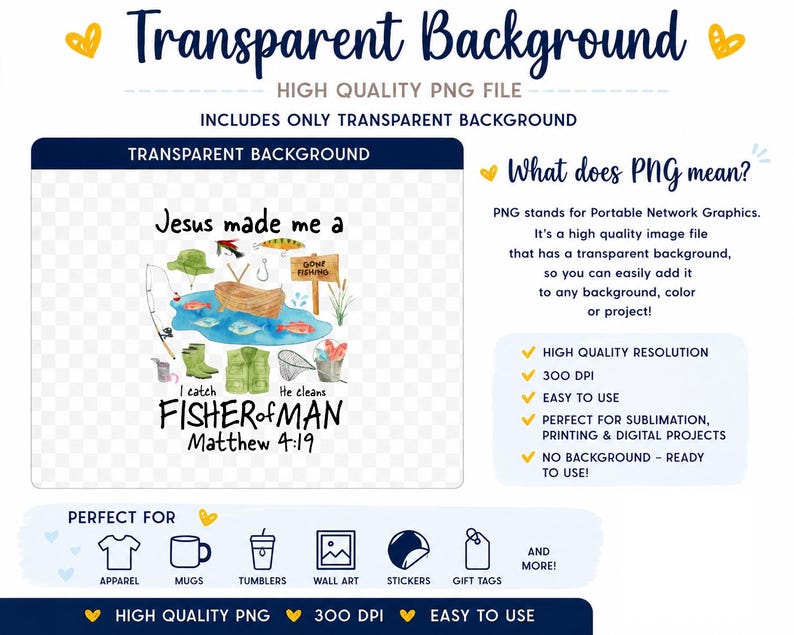 Christian Kids Tshirt PNG Fish Christian Tshirt PNG Fisher of Man Christian PNG Jesus Fishing Christian image 3